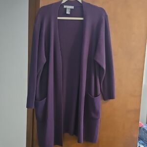 36 inch long Purple  Open-Front Cardigan
